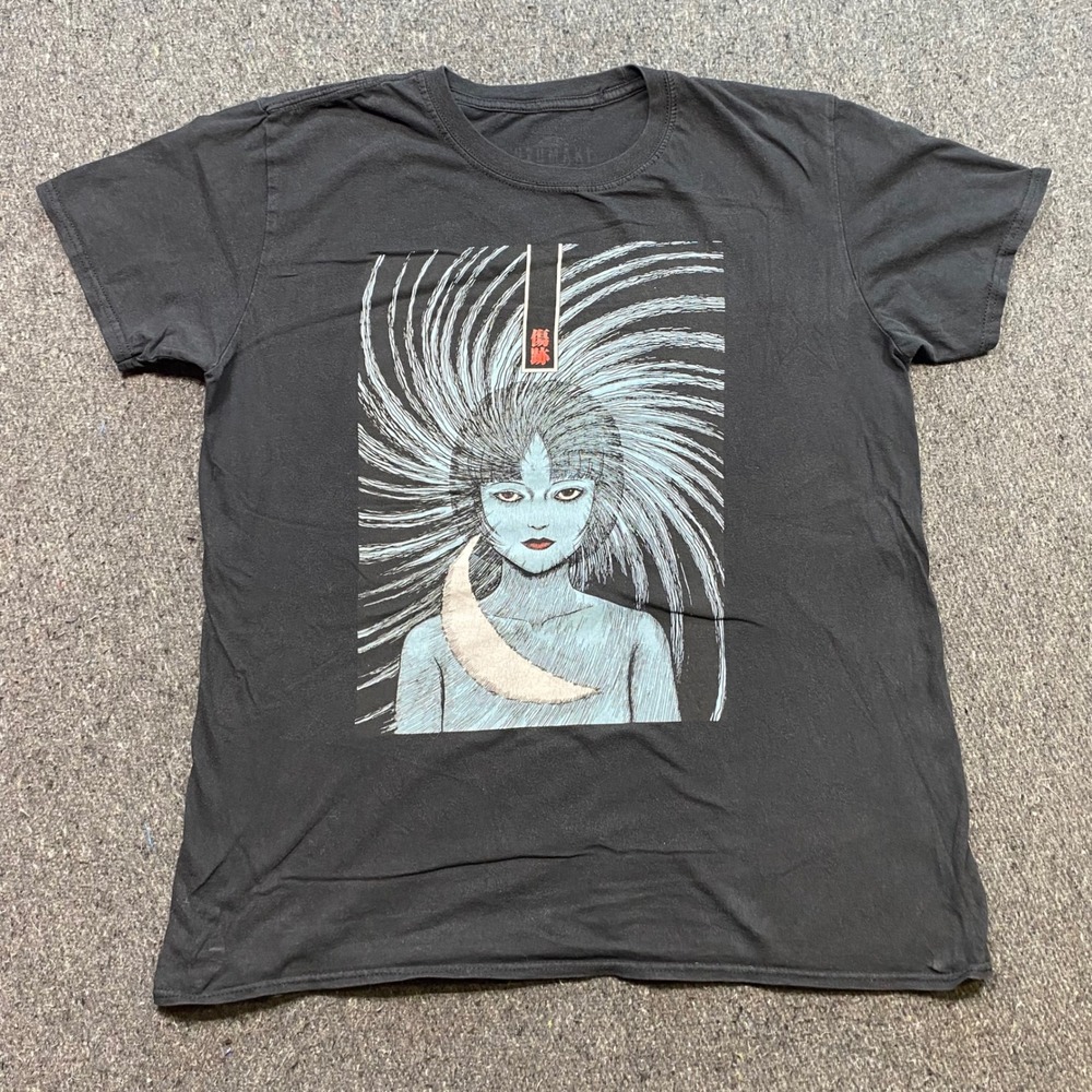 Junji Ito Uzumaki TShirt Sz L Mens Black Horror Manga Azami Spiral Graphic Tee - Picture 1 of 6